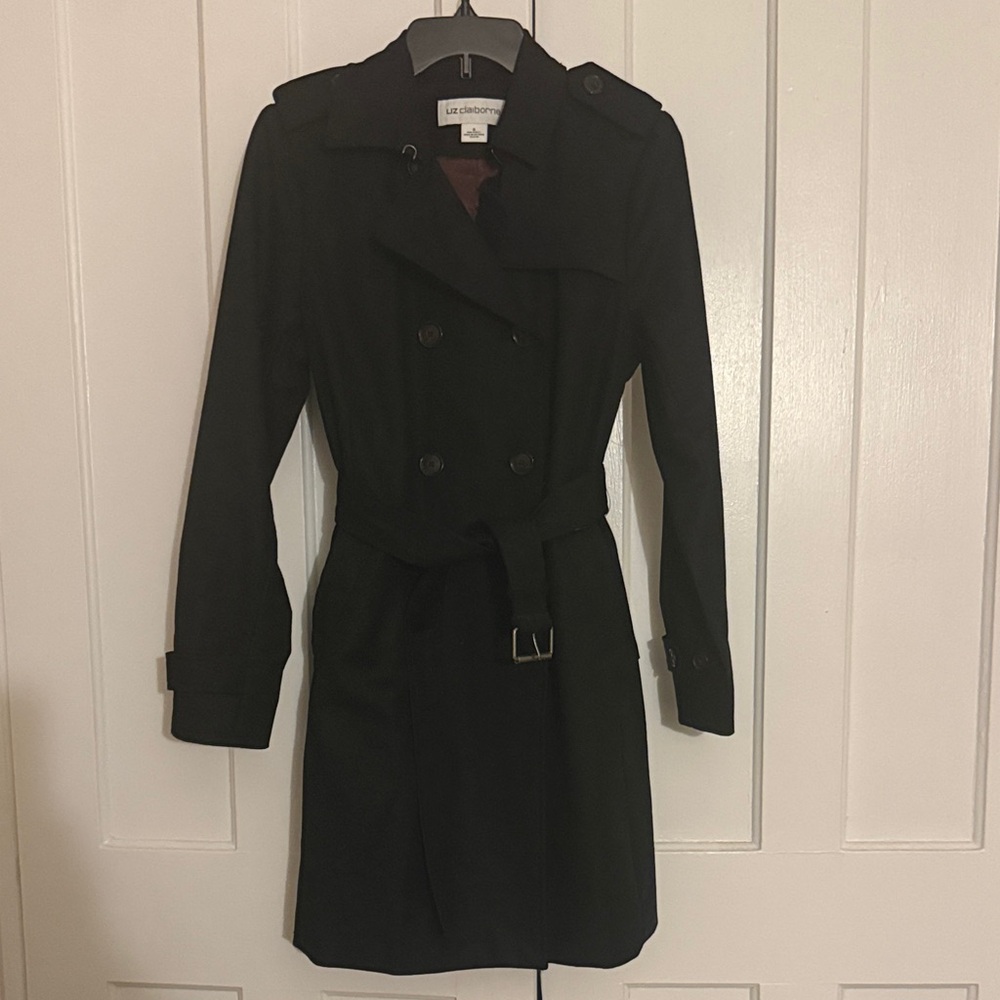 Liz Claiborne Classic Black Trench Coat